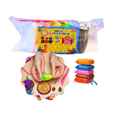 Masa x6 colores con esteca plástica Colours