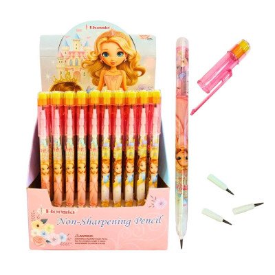 Lápiz negro con puntas intercambiables Princesas con goma Colours