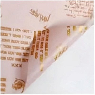 Papel coreano de 57x57 cm Rosa claro texto Oro por unidad Ibico