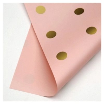 Papel coreano de 57x57 cm Rosa  +Lunares Oro por unidad Ibico