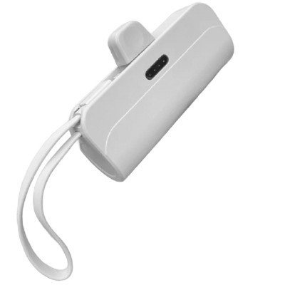 Power Bank 5000 Mah (batería portátil)  2 en 1 Blanco para Iphone y tipo C Ibicraft