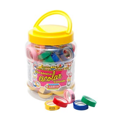 Cinta adhesiva escolar 12 mm x10 metros de color por unidad Adelbras