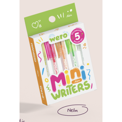 Mini bolígrafos x5 colores neón Wero