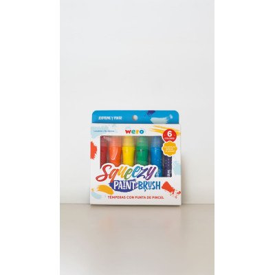 Temperas Squeeze con punta pincel x6 colores Wero