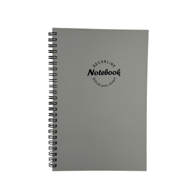 Cuaderno 14x21 cm tapa semi rígida gris rayado con espiral Do Decorline