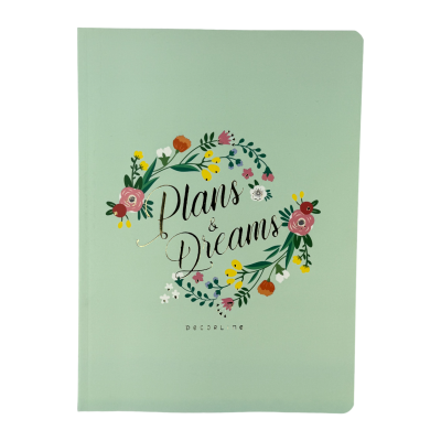 Cuaderno 18x25 cm plans & dreams verde liso rayado acaballado Do Decorline