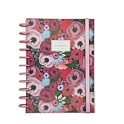 Cuaderno sistema de discos 18x25 cm tapa plástica con elástico flower con etiqueta x110 hojas Do Decorline