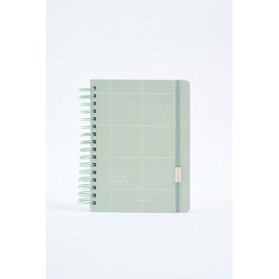 Agenda 15x21cm semanal del docente con espiral VERDE FW