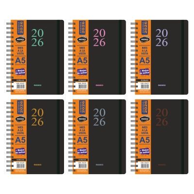 Agenda A5 mes a la vista Ecoblack Rideo