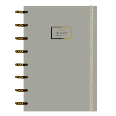 Cuaderno sistema de discos A4 tapas plast aros oro blanco tiza con elástico x110 hojas Do Decorline