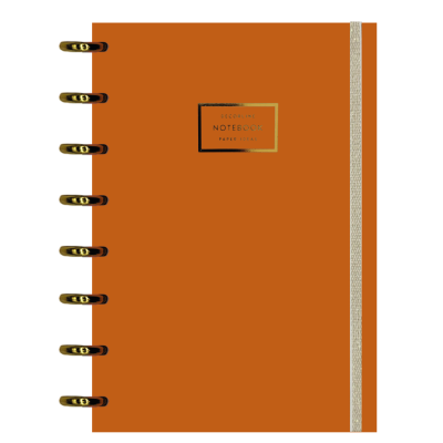 Cuaderno sistema de discos A4 tapas plast aros oro naranja pastel con elástico x110 hojas Do Decorline