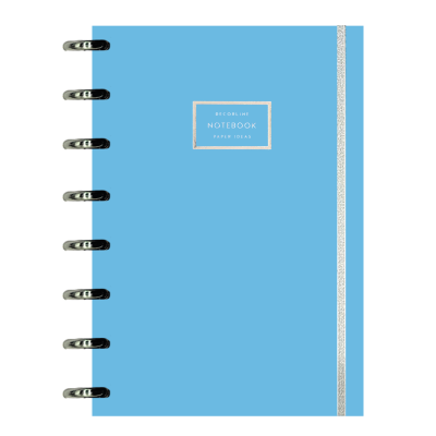 Cuaderno sistema de discos A4 tapas plast aros plata celeste pastel con elástico x110 hojas Do Decorline