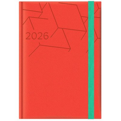 Agenda N°7 Diaria Adria naranja con elastico verde agua encuadernada Talbot