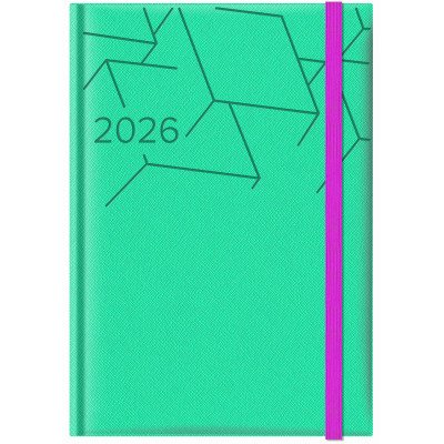 Agenda N°7 Diaria Adria verde agua con elastico fucsia encuadernada Talbot