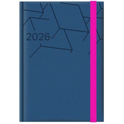 Agenda N°7 Diaria Adria azul con elastico rosa encuadernada Talbot