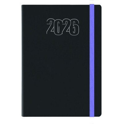 Agenda N°7 Diaria Winer borde pintado negro con elastico lavanda encuadernada Talbot