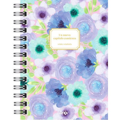 Agenda 16x22 cm Diaria Aquamist con espiral Onix