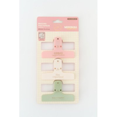 Aprieta papeles pasticos de 10x6 cm x3 unidades Minimal FW
