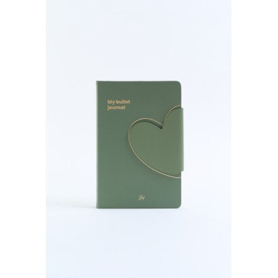Cuaderno 14x21 cm con solapa Bullet Journal Olive x80 hojas Minimal FW