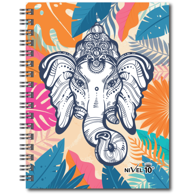 Agenda N°8 semanal con espiral y elástico Elefante Nivel 10