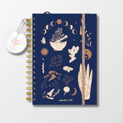 Agenda diaria 15x21 cm Mindful Equilibrio Yin con espiral Paprika