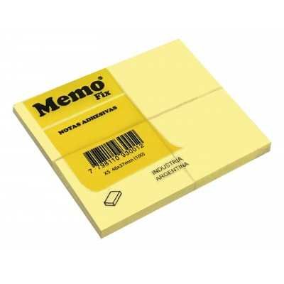 Nota adhesiva 46x37mm x 100 hojas AMARILLO x 4 unidades Memo Fix