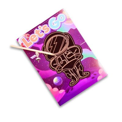 Papel Mágico x6 tarjetones plegables espacial + lápiz de madera Colours