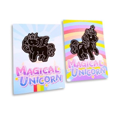Papel Mágico x6 tarjetones plegables unicornio + lápiz de madera Colours