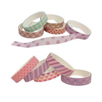 Cinta adhesiva washi tape de 1cm x 1 metro x 5 rollos básicos Colours