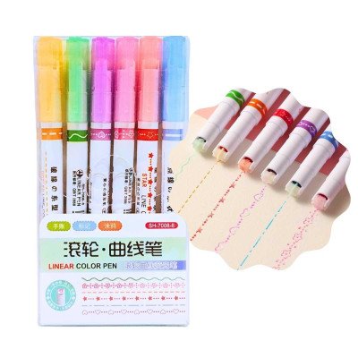 Marcador punta rodante con diseño x6 colores Colours