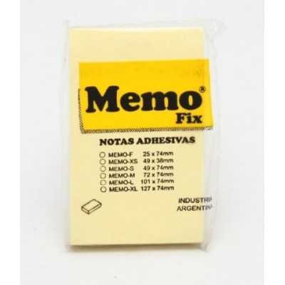 Nota adhesiva 49x74mm x100 hojas AMARILLO Memo Fix
