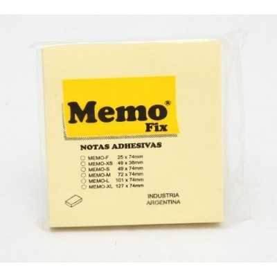 Nota adhesiva 74x74mm x100 hojas AMARILLO Memo Fix