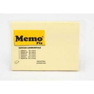 Nota adhesiva 101x74mm x100 hojas AMARILLO Memo Fix
