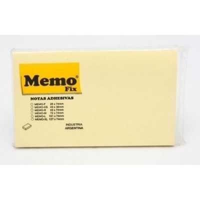 Nota adhesiva 127x74mm x100 hojas AMARILLO Memo Fix