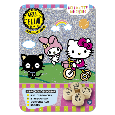 Flow pack Arte flúo sellos Hello Kitty Editorial Vértice
