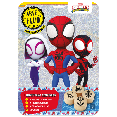 Flow pack Arte flúo sellos Spidey & Friends Editorial Vértice