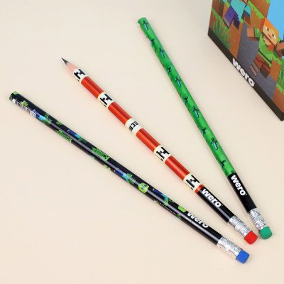 Lápiz negro con goma Minecraft x unidad Wero