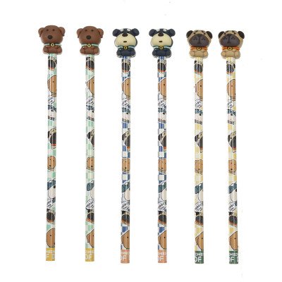 Lápiz negro + goma 3D topper Dogs x unidad Wero