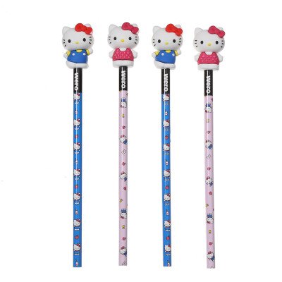 Lápiz negro con goma 3D topper Hello Kitty x unidad Wero