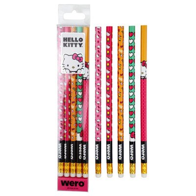 Set de Lápices negros con goma Hello Kitty x 5 unidades Wero