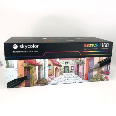 Set de marcadores al alcohol Sketch Doble Punta x168 colores en caja Skycolor