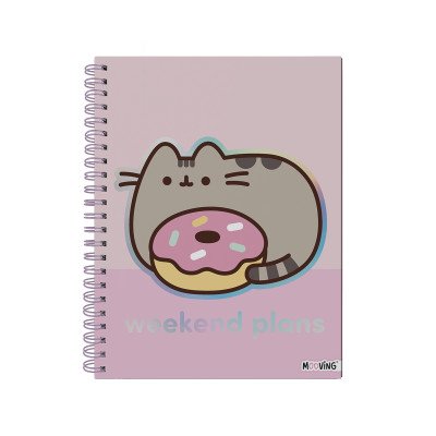 Cuaderno con espiral A4 tapa dura Pusheen II x96 hojas rayado Mooving