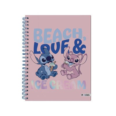 Cuaderno con espiral A4 tapa dura Stitch II x96 hojas rayado Mooving