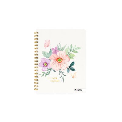 Cuaderno 16x21 cm con espiral tapa dura Garden II x 80 hojas rayado Mooving