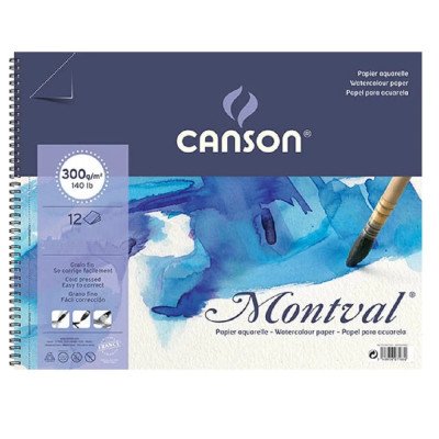 Block Montval 13,5x21 cm de 300 gramos x12 hojas espiralado Canson