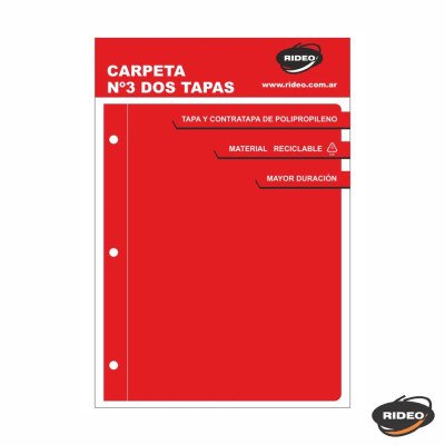 Carpeta Nº3 dos tapas plásticas Bold rojo colores clásicos Rideo