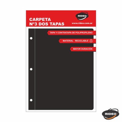 Carpeta Nº3 dos tapas plásticas Bold negro colores clásicos Rideo