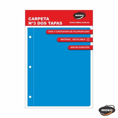 Carpeta Nº3 dos tapas plásticas Bold celeste colores clásicos Rideo