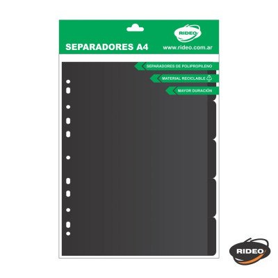 Separadores Plásticos A4 Black de 5 posiciones Rideo