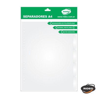 Separadores Plásticos A4 Cristal de 5 posiciones Rideo